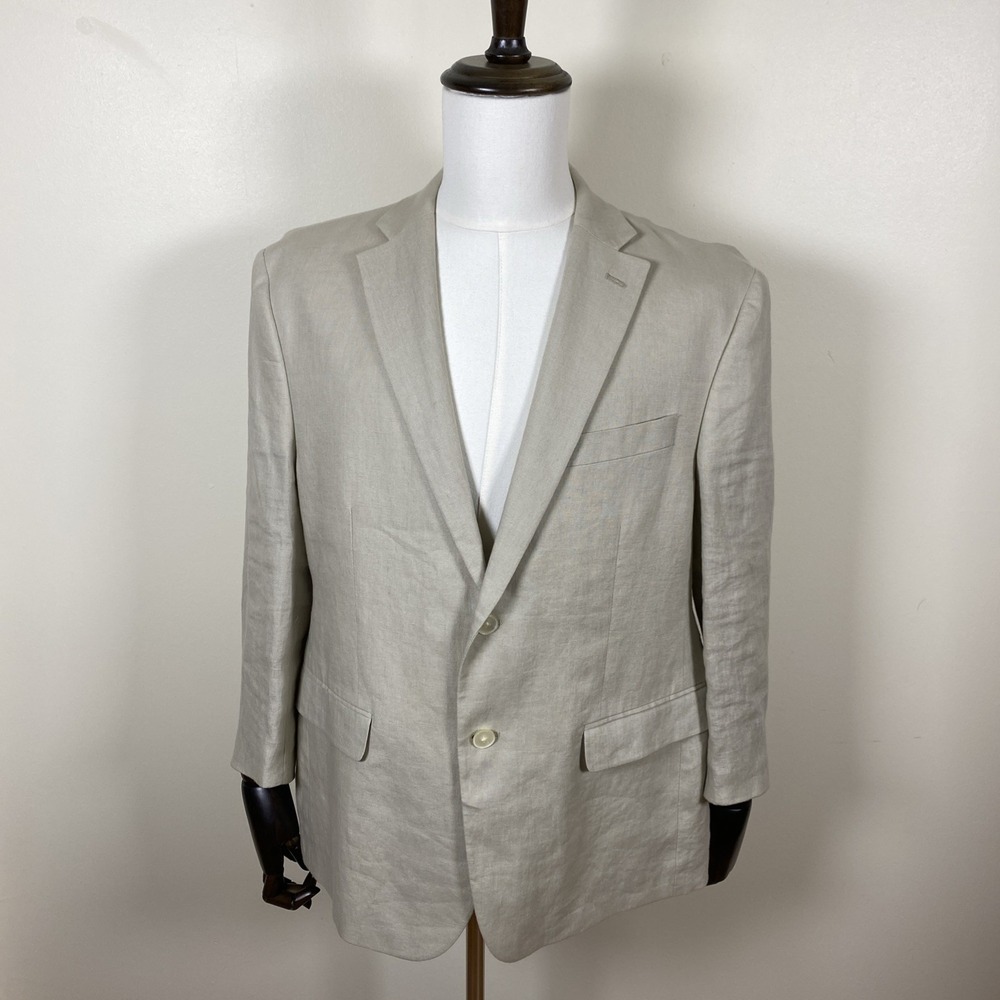Lauren Ralph Lauren Men's 42S 100% Linen Cream Blazer Paisley Lined Sport Coat